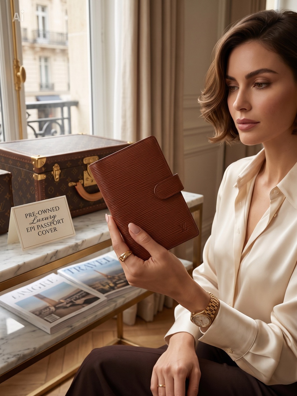 Luxury Brown Epi Leather Agenda MM